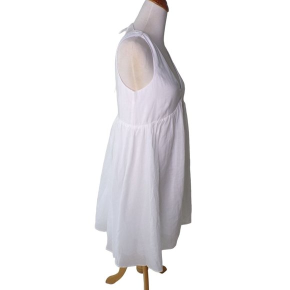 J CREW Swingy V-Neck Mini Dress White Ramie XX-Large #BI661 NEW - Picture 5 of 6